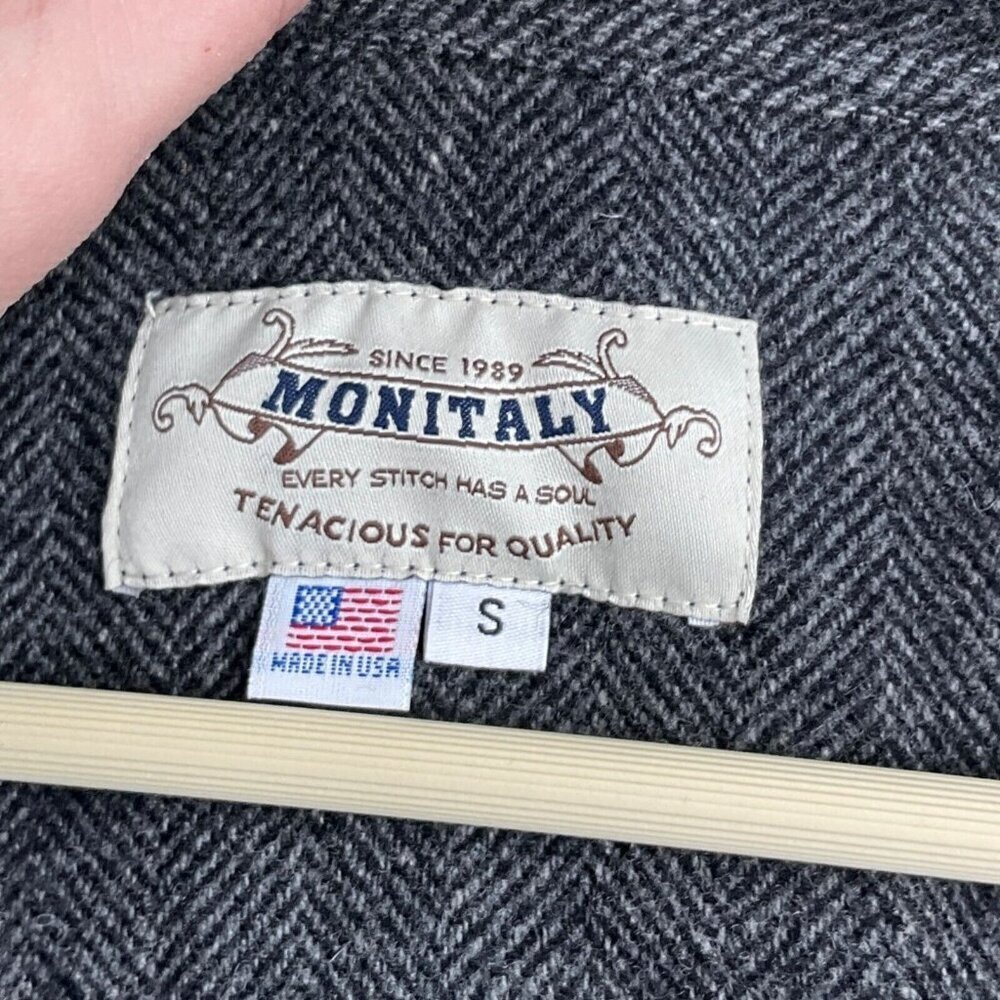 Monitaly AW 16 Size S Men's Jacket Grey Wool Blend Side Closure Wrap Style - Picture 11 of 13
